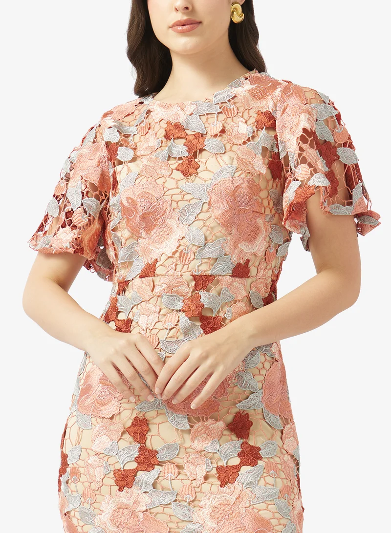 Just Me  Printed Short Sleeve Tiered Dress for Women | Best Price UAE